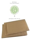 MINI DIY ADVENTSKALENDER BASTEL SET: 24 Sticker mit Adventskalenderzahlen 1-24 GRÜN VINTAGE 4cm, matt, rund + 24 Flachbeutel Kraftpapier BRAUN 130 x 95 mm • W