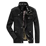 Liu Song Herbst Winterjacke Herren Baumwolle Business Casual Cargo Military Multi-Pocket Herren Jacken und Mäntel Herren   - schwarz,XL