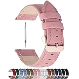 Fullmosa Uhrenarmband 20mm, Cross Leder Ersatzband für Samsung Galaxy Watch 42mm/Huawei Watch 2, Pink + Roségold S