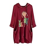 2019 Damen Kapuzenpullover, Lose, Lange Ärmel, Kapuzenpullover, Damen, lässige Taschen, unregelmäßige Kapuze, T-Shirt, Kleidung Übergröße Gr. XXXXL, W