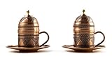 Kupfer Kaffeetassen Set für 2 Person -Espressotassen- Kaffeeset-Mokkatassen - Spezielle türkische Kaffe/Mokka tassen - Orientalische Kaffeetasse (Modell3)