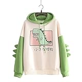 Women's Teen Girls Cute Dinosaur Long Sleeve Hoodies, Hooded Pullover Top, Damen Teenager Mädchen Niedliche Dinosaurier Langarm Hoodies, Kapuzenpullover Top für Herbst Frühling