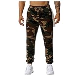 KIMODO Jogginghose Camouflage Sporthose Trainingshose Haremshose Herren Hosen Cargo Stretch Fitness Combat Sports Slim mit Mittelhohem Waist Taschen (C-Armeegrün, M)