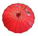 AAF Nommel®, Sonnenschirm 001, Dekoschirm aus Kunstfaser, Wasserfest in rot aus Bamb