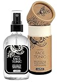 cosmolive Face Tonic Coconut in Glasflasche Spray 240 ml | Gesichtswasser für Männer & Frauen | Unreine Haut & Pickel | Gesichtstonic mit natürlichem Kokosnussöl | Vegan ohne Parabene - Palmö