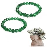 Knowoo 2 Pcs Feng Shui Beaded Bracelets Green Jade Good Luck Amulet Lucky Golden Color Changing Charm Bracelet Attract Wealth Money Jewelry Gifts for M