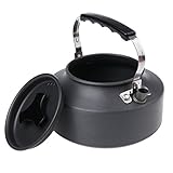 Baoblaze 1,1 L Leicht Wasserkessel Camping Teekessel Outdoor Wasserkocher mit Klappgriff - schw