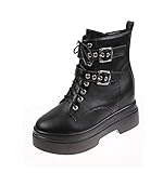 Frauen Kurze Stiefel Bequeme Leichte Arbeitsstiefel PU Versteckte Ferse Runde Zehe Punk Style Party Vintage Herbst Mode S