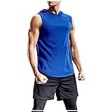 Herren Oberteile Fitness Tight-Drying Tops Muscle Solid Casual Ärmelloses Hoodie Bodybuilding S