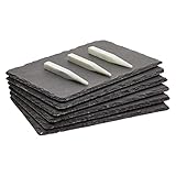 6-teiliges Set Kleine Schieferplatten von Juvale, Perfekt als Frühstücksbrett, Servierplatte, Serviertablett - Für Käse, Aufschnitt, Tapas, Sushi - Kreide inkl., Grau, 15,2 cm x 0,3 cm x 22,2 