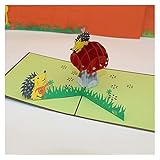 OMIDM Geschenkkarten Birthday Cards 3D handgemachtes glückliches Pilzhaus Papier Baby Show Einladung Grußkarten mit Umschlag Kinder Geburtstagsgeschenk Grußkarten (Size : 2pc)