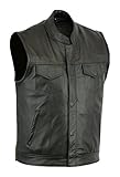 Herren Lederweste Weste Kutte Leder Biker Rocker Motorrad Clubweste schwarz (XL)