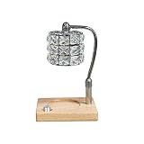 MGRECK Aromatherapie-Kerzenwärmer-Lampe aus Holz, Kristallglas, dimmbar, Schmelzwachslampe, Schlafzimmer, Nachttisch, dekorative Aroma-Diffusor-Tischlampe für Schlafzimmer, Wohnzimmer, Arb