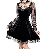 Eaylis Damen Cosplay Gothic Kleidung Binggong Kleid Mittelalter Kostüm Punk Karneval Kostüm Frau Kurzarm Steampunk Minikleid Punk Schnürung Rückenfrei Kapuzen Party Vintage Kleid T-Shirtk