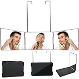 360 Grad Spiegel,Spiegel Haare selbst schneiden, 3 Wege Spiegel Hängespiegel Self Cut Mirror Wandmontage Trifold-Rasierspiegel,zum Rasieren,Haarstyling,Haare Färb