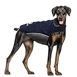 IREENUO Hundemantel Wasserdicht, Hundejacke Winter Winddichte Warme Hunderegenmantel für mittel Grosse große Hunde mit Sicheren Reflexstreifen und Verstellbarer Brust Blau-XL