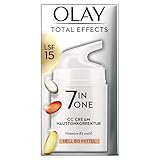 Olay Total Effects 7-in-1 CC Feuchtigkeitscreme Mit LSF 15 Für Frauen, Helle Bis Mittlere Hauttypen 50ml, Tagescreme mit Vitamin E, B3 und B5, Gesichtscreme Damen (Verpackung kann variieren)