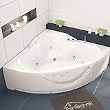Tronitechnik Whirlpool Badewanne Santorini weiß 150cm x 150cm mit Heizung, Hydromassage und Farblichtherap