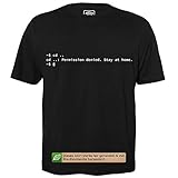 Permission Denied. Stay at Home. - Herren T-Shirt für Geeks mit Spruch Motiv aus Bio-Baumwolle Kurzarm Rundhals Ausschnitt, Größe XXL