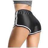 Mingyun Hohe Taille Yoga Sport Shorts fur Damen,Metallic Leggings Frau Hotpants Shiny Laufhose F