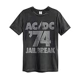 Amplified - Herren T-Shirt AC/DC Tour 74 Jailbreak Logo Vintage Grau (S-L) (S)