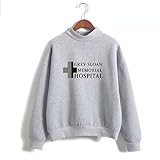 YLWX Grey's Anatomy T-Shirt Mens Womens Langarm-Sweatshirt Mit Hohem Kragen Grey-Sloan Memorial Hospital,Grey-XXXL