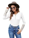 Clearlove Damen Lockere Pollover Elegant Tshirt Gestreiftes Langarmshirt Ob