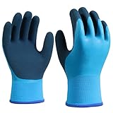 N/S Arbeit Handschuhe wasserdichte Winterarbeit Handschuhe Thermal Warmhandschuhe mit Fleece-Liner Superior Grip Doppel-Latex-Beschichtung Mehrzweckhandschuhe für Garten im F