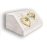 Lupia 'Rose Heart' Brotkasten aus Holz mit Ornamenten Shabby Chic Rose Heart ', Maße 30 x 40 x 20 