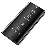 CXvwons Galaxy S8 Hülle, S8 Handyhülle Spiegel Schutzhülle Flip Tasche Case Cover für Galaxy S8, Stand Mirror Handyhülle Leder Hülle für Samsung Galaxy S8 (Schwarz)