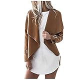 Streetwear Mode Wasserfall-Schnitt Mantel Kurz Wollmantel Damen Weicher Dufflecoat Slim Kurz Trenchcoat Business Blazer Parka Frühling Herbst Dünn Cardigan Anzug W