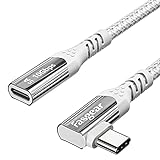 Kurzes USB-C-Verlängerungskabel für Thunderbolt 3: Fasgear 10 Gbit/s USB 3.1 Typ C Stecker auf Buchse, verlängertes geflochtenes Kabel, kompatibel für M1 Mac-ook Pro Air i-Pad Pro (0.5 m, weiß)