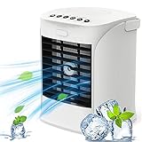 Tragbare Luftkühler, Persönliche Raum Klimaanlagen, Mit 3 Geschwindigkeiten, 4 In 1 Verdunstungs Kühler, Luftbefeuchter Und Purifier, Für Home Und Büro, Reise (White)