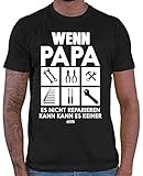 HARIZ Herren T-Shirt Wenn Papa Es Nicht Reparieren Kann Kann Es Keiner 3 Papa Geburtstag Plus Geschenkkarte Schwarz 4XL