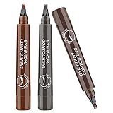 Eyebrow Tattoo Pen, Microblading Augenbrauenstift, 3 Farben Tattoo Augenbrauenstift, Permanent Wischfest Wasserfest Long Lasting Augenbrauenstift mit vier Fork Spitzen - 3