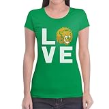 Love Löwe - Geschenkidee Fans des Königs der Tiere Damen T-Shirt Slim Fit XX-Large Grü