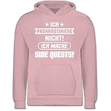 Up to Date Kind - Ich prokrastiniere Nicht - Ich Mache Side Quests - Weiß - 140 (9/11 Jahre) - Hellrosa - Gaming - JH001K JH001J Just Hoods Kids Hoodie - Kinder H