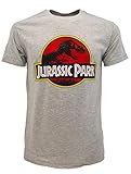 T-Shirt Jurassic Park Original Grau Offizielles Produkt Dinosaurier Jurassic World T-Shirt Unisex, Grau XL