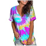 Weihnachts Shirt Lässige Bluse Tops Damen T-Shirt Sexy V-Ausschnitt Reißverschluss Tunika Große Größen Hemdbluse Basic Drucken Longshirt Winter Oversized Freizeithemd Elegant Oberteil L