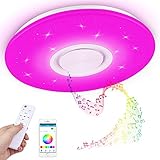 Led Deckenleuchte mit Bluetooth Lautsprecher und Fernbedienung,RGB Musik Deckenlampe Farbwechsel mit APP-Steuerung,3000-6500K für Küche Kinderzimmer Wohnzimmer, Rund 40cm (Sternenklarer Himmel-24w)