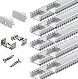 LED Schiene Profil Aluminum - 20 × 1M StarlandLed 20-Pack LED-Aluminium Profil U-Form mit Abdeckung, Endkappen und Montageclips für LED-Streifen-Lichter AP01U