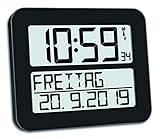 TFA Dostmann TimeLine Max Digitale Funkuhr, Kunststoff, Schwarz, L 258 x B 30 (120) x H 212