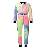 CHICTRY Mädchen Sportanzug Langarm Batik Top mit Hose Regenbogen Trainingsanzug Hip Hop Tanz Kleidung Set für Freizeit Workout Tanzen Blau&Rosa 158-164