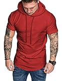 COOFANDY Herren Muskelshirt Männer Sport Trainingsshirt Kurzarm Fitness Shirt Sport Shirt Rot M