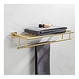 DTKJ Handtuchhalter Bad Badetuch Halter Rack, gebürstetem Gold Doppelbügel Goldener WC-Lagerregale, 304 Edelstahl Hotel Badezimmer-Zubehör Wandmontage (Color : TR-40)