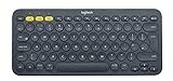 Logitech K380 Kabellose Bluetooth-Tastatur, Multi-Device & Easy-Switch Feature, Windows- und Apple-Shortcuts, PC/Mac/Tablet/Handy/Apple iOS+TV, Englisches QWERTY-Layout - schw