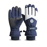 Barakara Winter Handschuhe, Dicke Warme Rutschfest Wasserdicht Skihandschuhe Fleece Gefüttert, Winddichte Fahrrad Handschuhe Touchscreen für Damen Herren Kinder für Motorrad Bergsteigen Outdoor, B