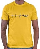 HARIZ Herren T-Shirt Wandern Herzschlag Bergwanderer Wandern Klettern Inkl. Geschenk Karte Gold Gelb M