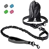 Joggingleine für Hunde zum Laufen, Joggen, Wandern | 2 in 1 Joggingleine und Normale Hundeleine für Große und Mittelgroße Hunde mit Doppelgriff | Bauchgurt Hundeleine mit Reflektierenden N