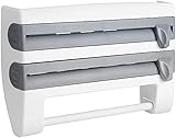 Küchenrollenhalter, Wandmontierter Frischhaltefolienschneider, Verwendet Für Alufolie Und Küchenrollenpapier Multifunktionales Küchenregal Für Saucenflaschen-Gray